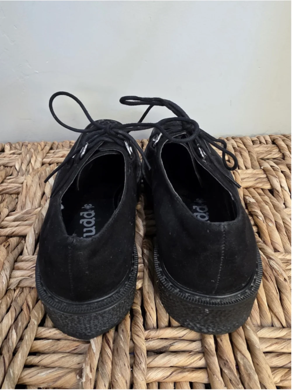 Mudd Black Patent Leather Platform Sz 6 M Chunky Textured Lace Up Solid Y2K Goth